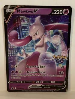 Pokemon TCG - Mewtwo V - SWSH223 - Black Star Promo Holo Stamped - Pokemon Go - Image 3