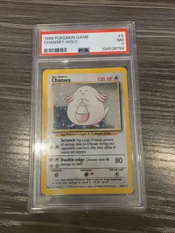 Pokemon Chansey 003/102 Base Set Holo PSA 7 NM - Image 1