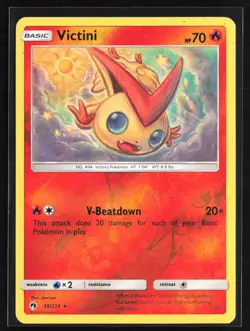 Pokemon TCG - Victini Reverse Holo Rare SM - Lost Thunder 49/214 NM - Image 1