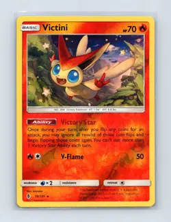 Victini 10/145 Holo Holo Rare Guardians Rising Pokemon Reverse Holo LP - Image 1