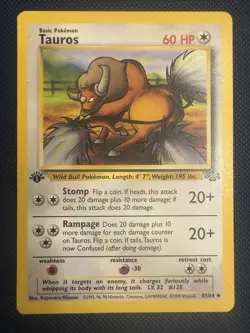 Pokemon TCG Tauros 1st Edition Jungle 47/64 - Image 1