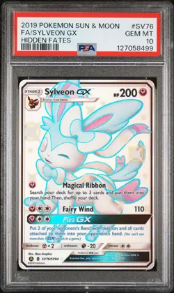 2019 POKEMON SUN & MOON HIDDEN FATES #SV76 FULL ART/SYLVEON GX PSA 10 - Image 1