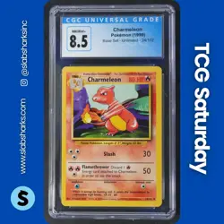 1999 POKEMON BASE SET UNLIMITED #24/102 CHARMELEON CGC 8.5 - Image 1