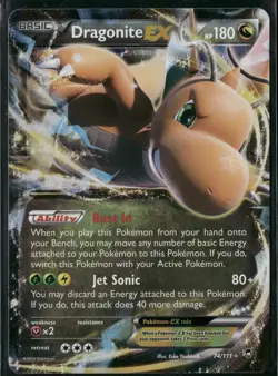2014 Pokemon XY Furious Fists Dragonite EX 74/111 Holo Rare NM - Image 1