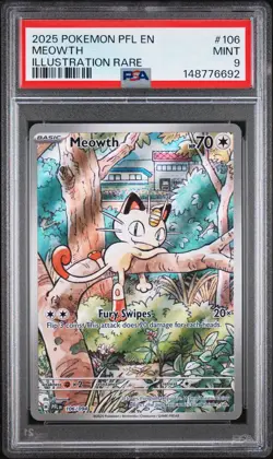 Pokemon TCG Meowth IR 106/094 Phantasmal Flames PSA 9 - Image 1