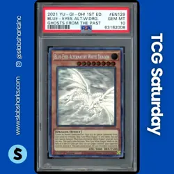 2021 YU-GI-OH! 1ST ED. GHOST FROM THE PAST #EN129 BLUE-EYES ALT W. DRAGON PSA 10 - Image 1