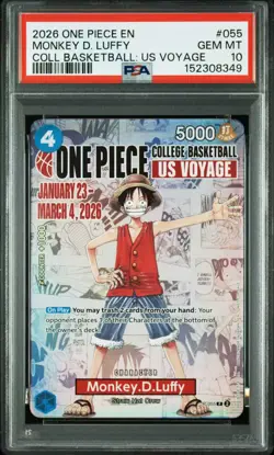 One Piece PSA 10 Monkey D Luffy Promo 2026 P-055 College Basketball English - Image 1