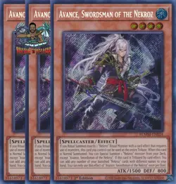 Yugioh! 3x Avance, Swordsman of the Nekroz BLMM-EN024 Secret Rare 1st Ed NM - Image 1