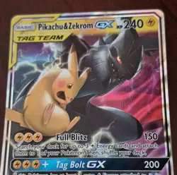 Pikachu & Zekrom GX 33/181 SM Team Up Ultra Rare TAG TEAM Holo Pokemon Card EN - Image 3