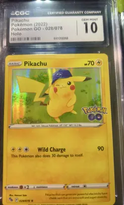 Pokemon TCG Pikachu 028/078 Pokemon GO Holo Rare CGC 10 Gem Mint 2022 Card - Image 1