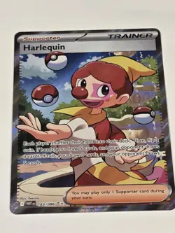 Harlequin White Flare Holo Pokemon Trainer Card 163/086 SV Ultra rare - Image 2