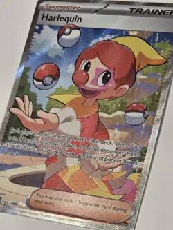 Harlequin White Flare Holo Pokemon Trainer Card 163/086 SV Ultra rare - Image 3