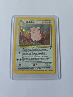 Vintage 1999 Base Set 2 Clefable Holographic Pokemon Card Rare - Image 1