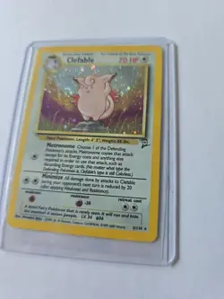 Vintage 1999 Base Set 2 Clefable Holographic Pokemon Card Rare - Image 2