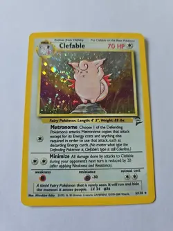 Vintage 1999 Base Set 2 Clefable Holographic Pokemon Card Rare - Image 4