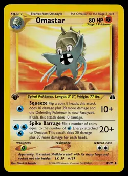 Pokemon Card - Omastar Neo Discovery 1st Edition 43/75 Uncommon - Image 1