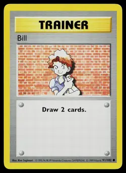 Pokemon Card - Bill Base Set Shadowless 91/102 Common - Image 1