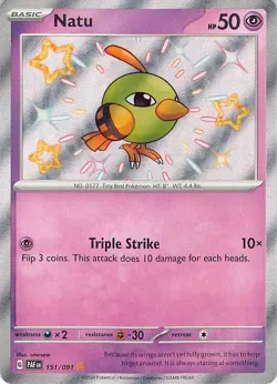 Natu 151/091 Shiny Rare Paldean Fates Pokemon Near Mint - Image 1