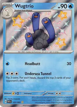 Wugtrio 122/091 Shiny Rare Paldean Fates Pokemon Near Mint - Image 1