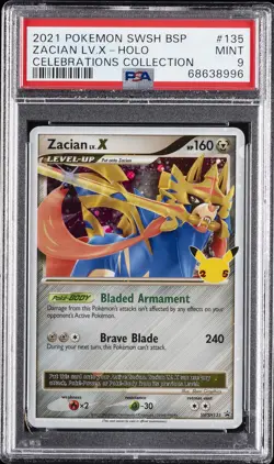 2021 POKEMON SWSH BLACK STAR PROMO #135 ZACIAN LV.X-HOLO PSA 9 - Image 1
