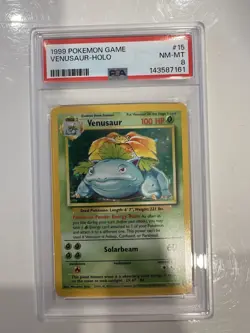 Pokemon TCG Venusaur Base Set 15/102 Holo 1999 PSA 8 - Image 1