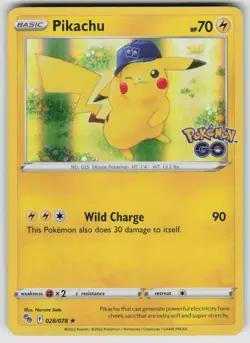 Pikachu 028/078 Holo Rare Pokemon GO Pokemon Lightly Played - Image 1