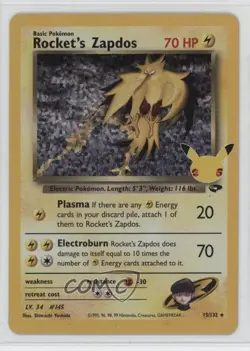 Rocket's Zapdos (Gym Challenge) Holo Pokemon Celebrations Classic Collection - Image 1