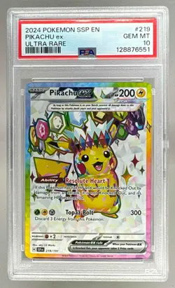 128876551 Pikachu ex 2024 Pokemon Surging Sparks #219 PSA 10 - Image 1