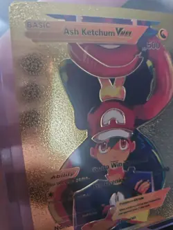 Ash Ketchum Vmax Gold Foil Fan Art Vinyl Collector Pokemon Card - Image 4