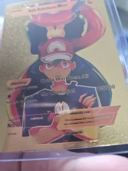 Ash Ketchum Vmax Gold Foil Fan Art Vinyl Collector Pokemon Card - Image 5