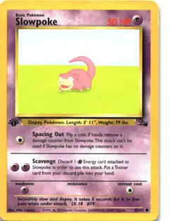 Slowpoke 55/62 Common Fossil Pokemon 1st Edition Moderately Played - Image 1
