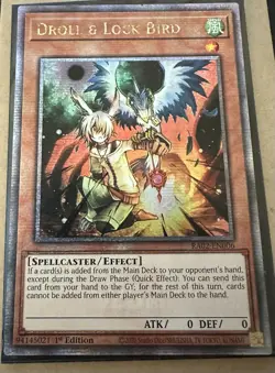 Yu-Gi-Oh! Droll and Lock Bird RA02-EN006 Quarter Century Secret Rare 1st Ed NM - Image 1