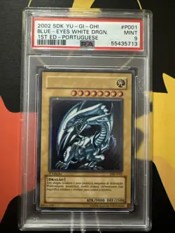 Blue-Eyes White Dragon 1st Edition Portuguese DIK-P001 2002 Yu-Gi-Oh PSA 9 - Image 1