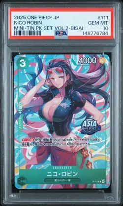 Nico Robin PSA10 2025 One Piece Japanese Mini-Tin Pack Set Vol.2-Bisai #111 - Image 1