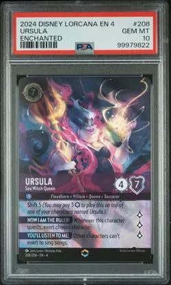 2024 DISNEY LORCANA EN 4-URSULA'S RETURN #208 URSULA - SEA WITCH QUEEN PSA 10 - Image 1