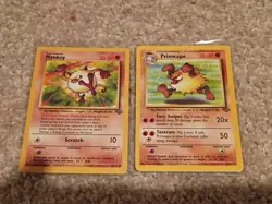 Pokemon Jungle Mankey 55/64 & Primape 43/64 Vintage Collectible Rare Cards WOTC - Image 1
