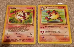 Pokemon Jungle Mankey 55/64 & Primape 43/64 Vintage Collectible Rare Cards WOTC - Image 2