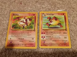 Pokemon Jungle Mankey 55/64 & Primape 43/64 Vintage Collectible Rare Cards WOTC - Image 3