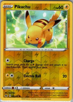 Pikachu 065/202 Reverse Holo SWSH01: Sword & Shield Base Set - Pokemon Card - NM - Image 1