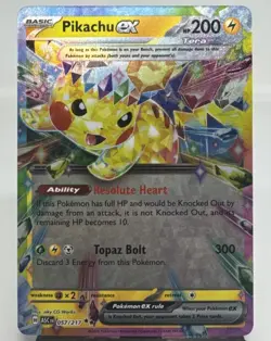 Pokemon TCG Pikachu ex 057/217 Me: Ascended Heroes Double Rare Holo Card - Image 1