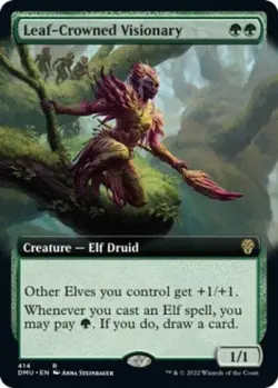 Leaf-Crowned Visionary (Extended Art) -Foil Near Mint MTG Dominaria United - Image 1