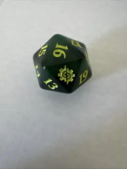 MTG The Brothers War Spindown Dice Life Counter D20 Yellow Green Die BRO - Image 1