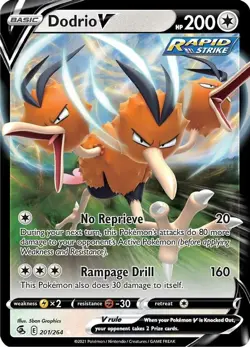 Dodrio V 201/264 Ultra Rare Fusion Strike Pokemon TCG NM - Image 1