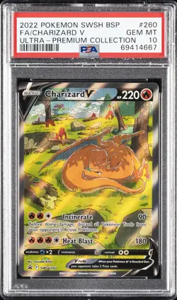 2022 POKEMON SWSH BLACK STAR PROMO #260 FULL ART/CHARIZARD V PSA 10 - Image 1