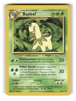 Bayleef 28/111 Uncommon Neo Genesis Pokemon Unlimited Lightly Played - Image 1