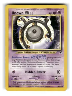 Unown [M] 49/75 Uncommon Neo Discovery Pokemon Unlimited Moderately Played - Image 1