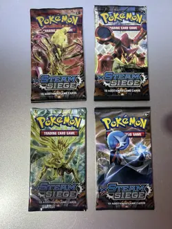 Pokemon XY Steam Siege Booster Pack Art Set of 4 Factory Sealed - Image 1