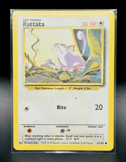 1999 Pokemon Base Set - 61/102 Rattata Regular - LP - Image 1