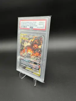 2019 Pokemon SM Black Star Promo SM201 Reshiram & Charizard GX Full Art PSA 10 - Image 4