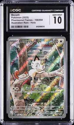 2025 POKEMON PHANTASMAL FLAMES - ILLUSTRATION RARE - HOLO MEOWTH CGC 10 GEM MINT - Image 1
